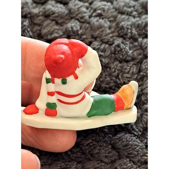 Vintage Lefton Holiday Child Figurines Boy Ice Skater Girl Falling Village - Picture 5 of 9